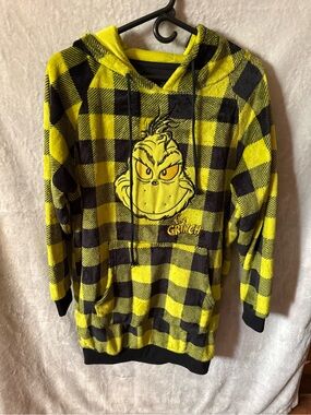 The Grinch green & Black Plaid Hooded Lounge Tunic - Cozy Women's Sleepwear